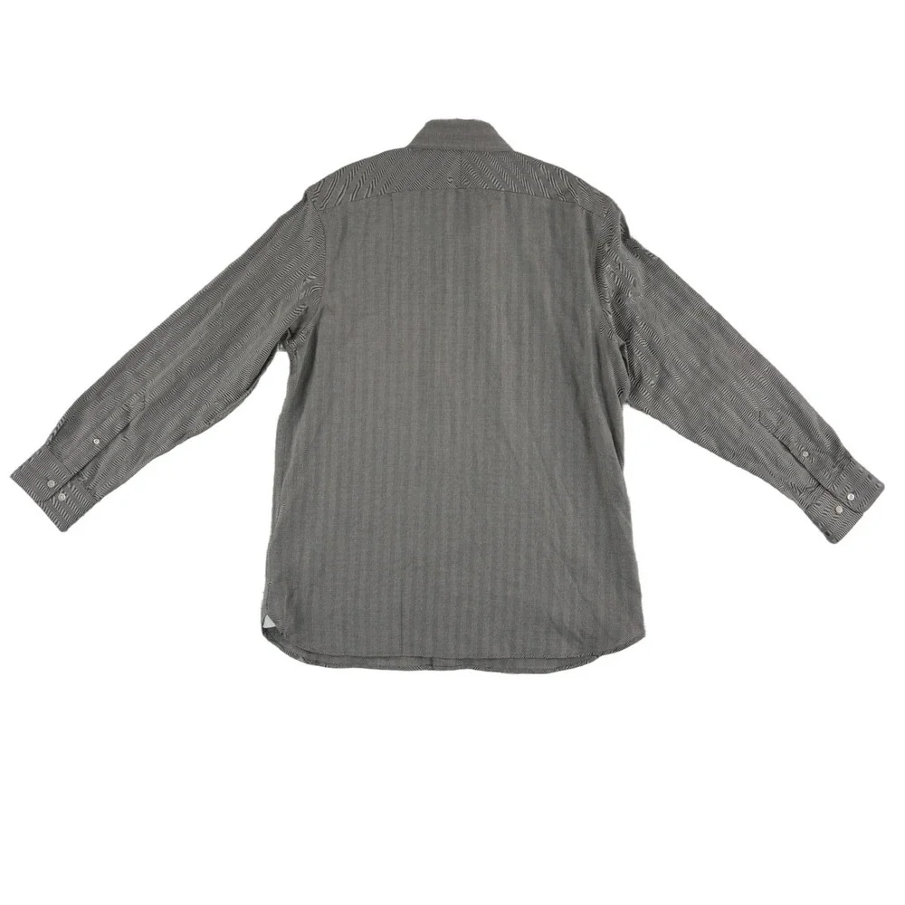 New Banana Republic Cotton Cashmere Button Shirt Men Size Large Gray Herringbone